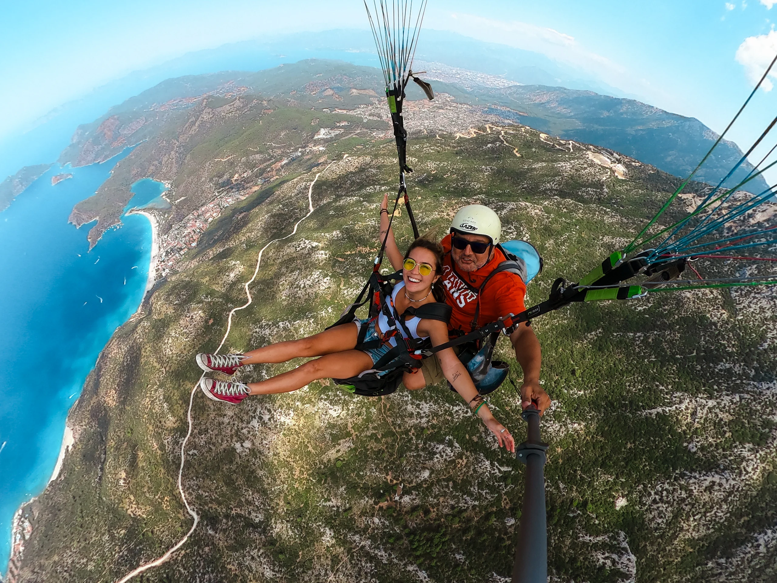 Paragliding over Oludeniz Blue Lagoon during the Olympos to Fethiye Blue Cruise in Turkey