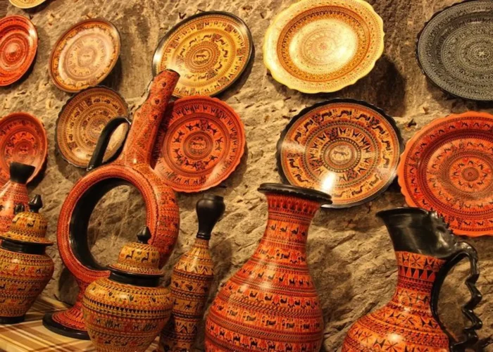 Scenic view of Avanos valley and rock formations in Cappadocia