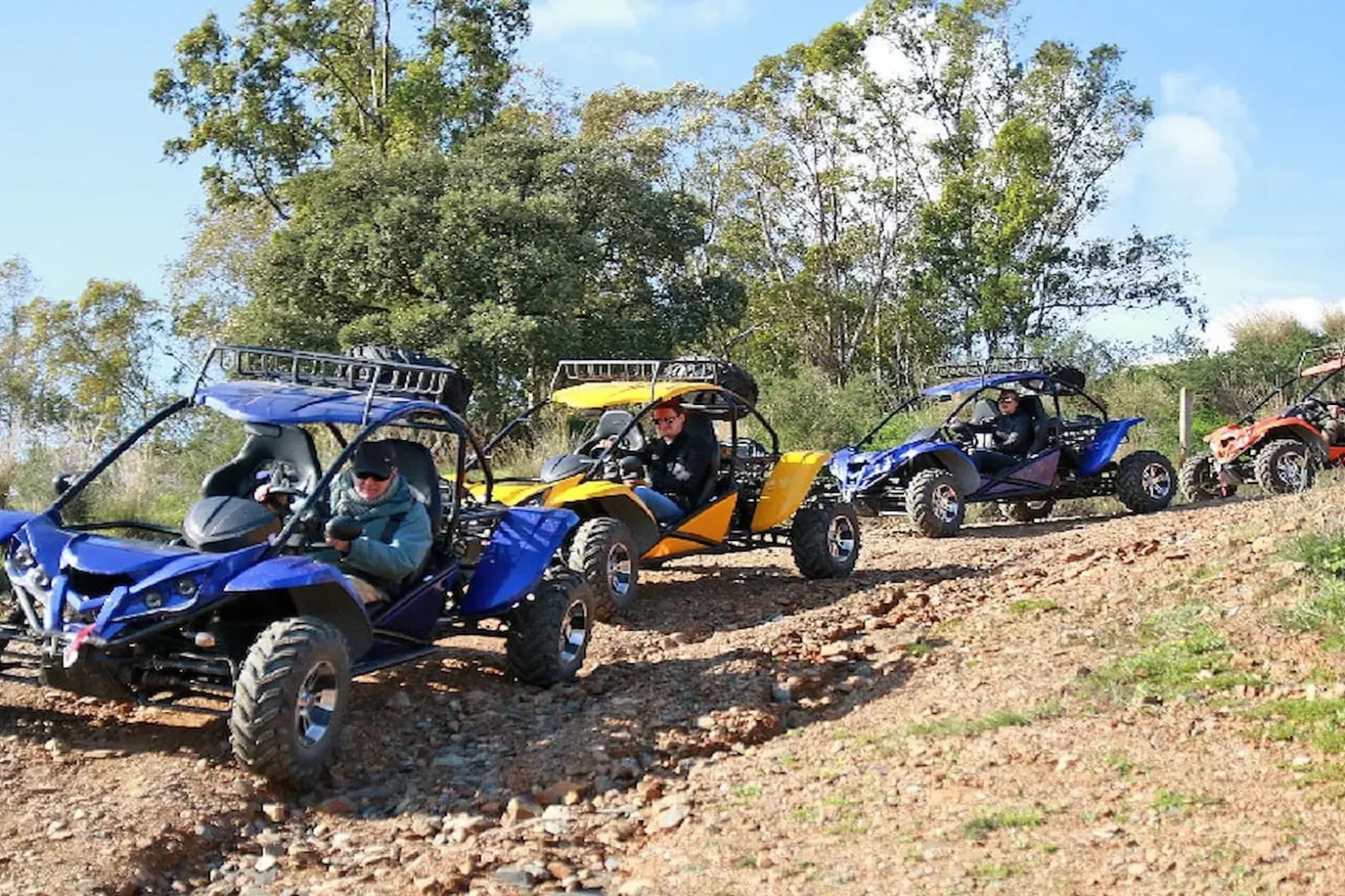 Group of buggy cars driving through Antalya hills