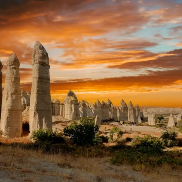 Panoramic landscape of Cappadocia fairy chimneys