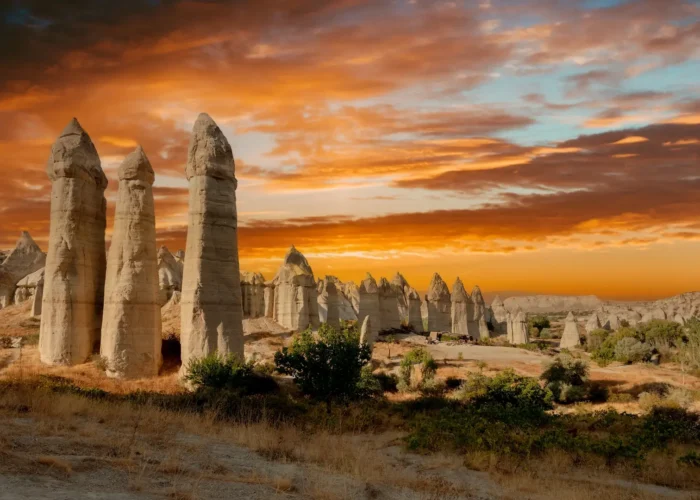 Panoramic landscape of Cappadocia fairy chimneys