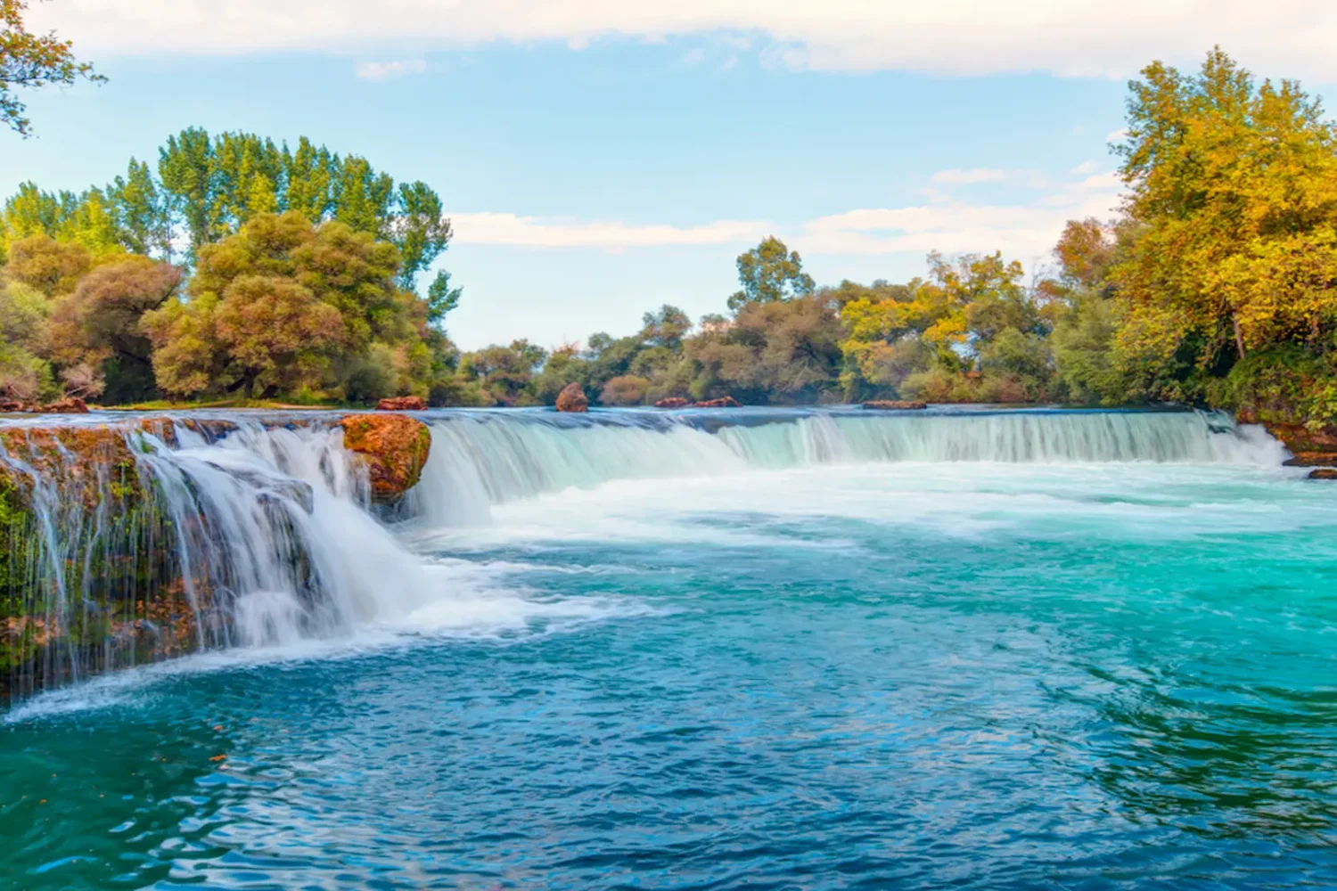 Duden Waterfall cascading into Mediterranean Sea Antalya
