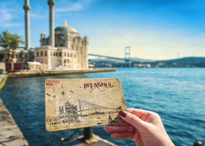 View of Ortakoy Mosque and Bosphorus Bridge in Istanbul