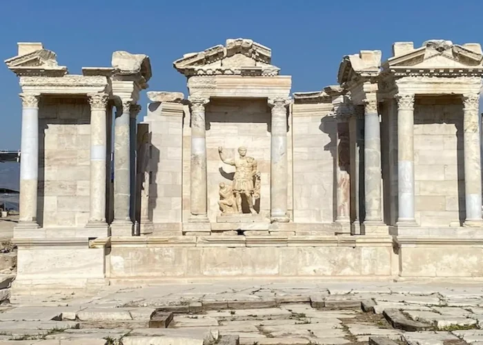 Ancient monumental fountain ruins in Laodicea Turkey