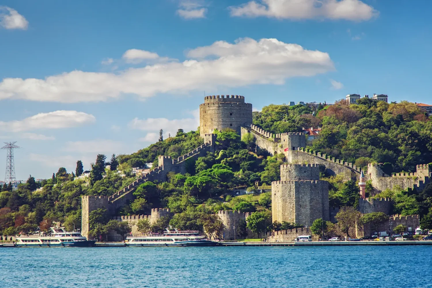 Rumeli Fortress with medieval towers overlooking the Bosphorus