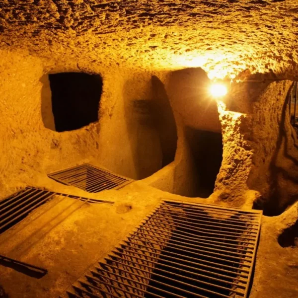 Stone carved tunnels and chambers inside Kaymakli Underground City