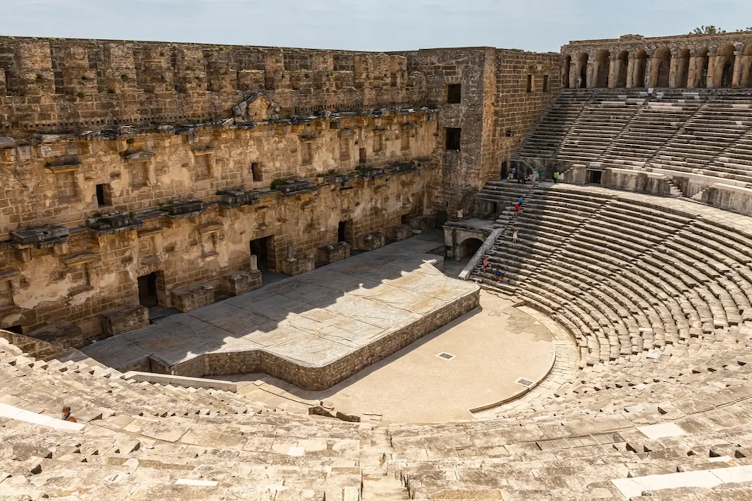 Interior seating and stage view of Side Roman theater
