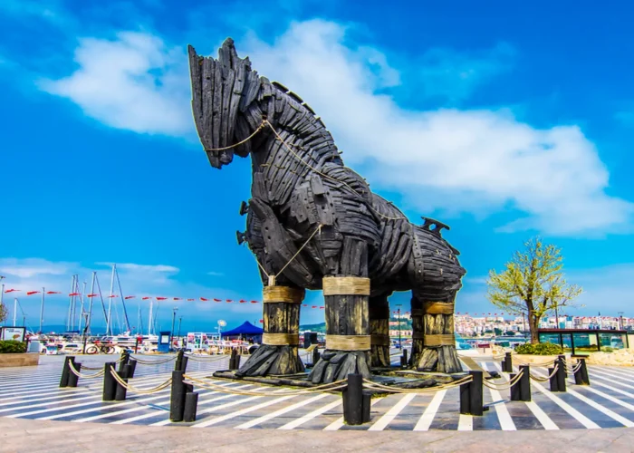 Wooden Trojan Horse monument in Troy