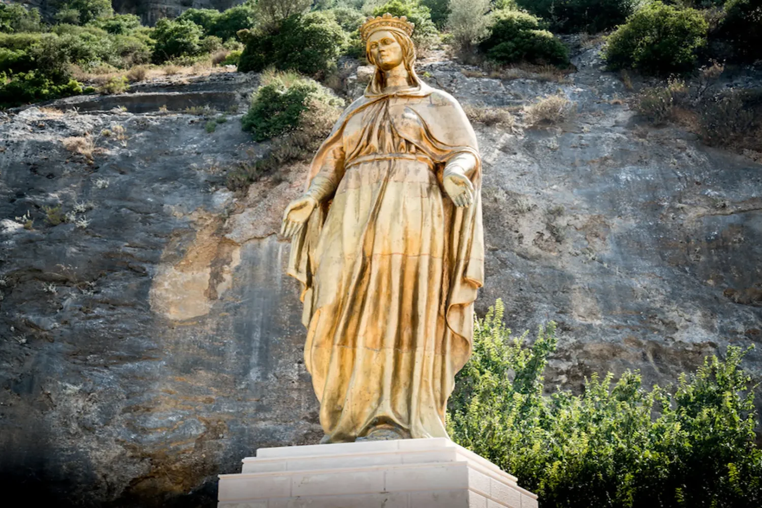 Golden Virgin Mary statue on Ephesus hill