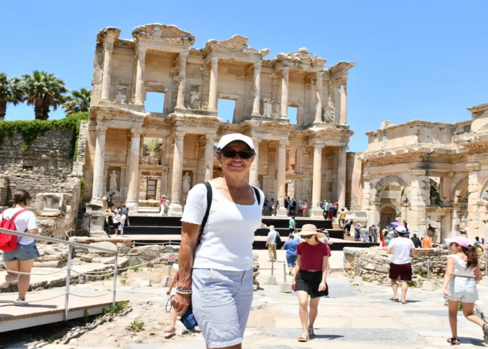 Tourists listening to guide during a private Ephesus tour