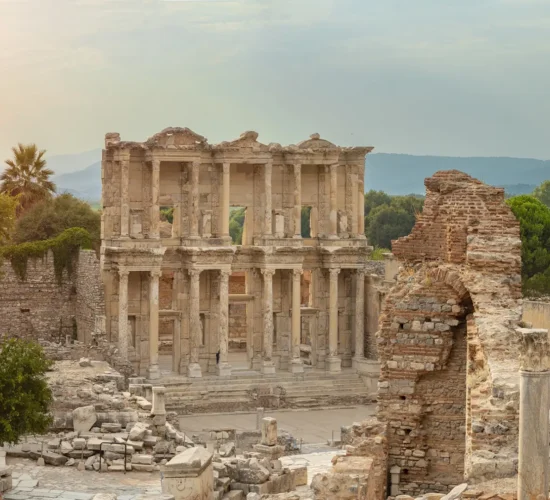 Celsus Library ruins at ancient Ephesus during Ephesus day trip