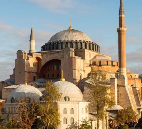 Hagia Sophia mosque with minarets in Istanbul Turkey