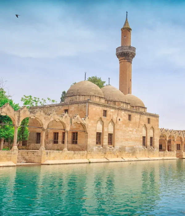 Historic mosque and sacred fish pool Balikligol in Sanliurfa Turkey