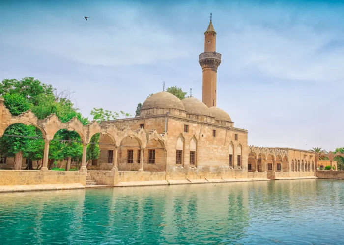 Historic mosque and sacred fish pool Balikligol in Sanliurfa Turkey
