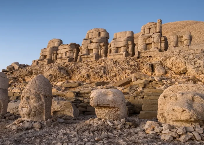 Ancient archaeological landscape and stone remnants near Nemrut Mount